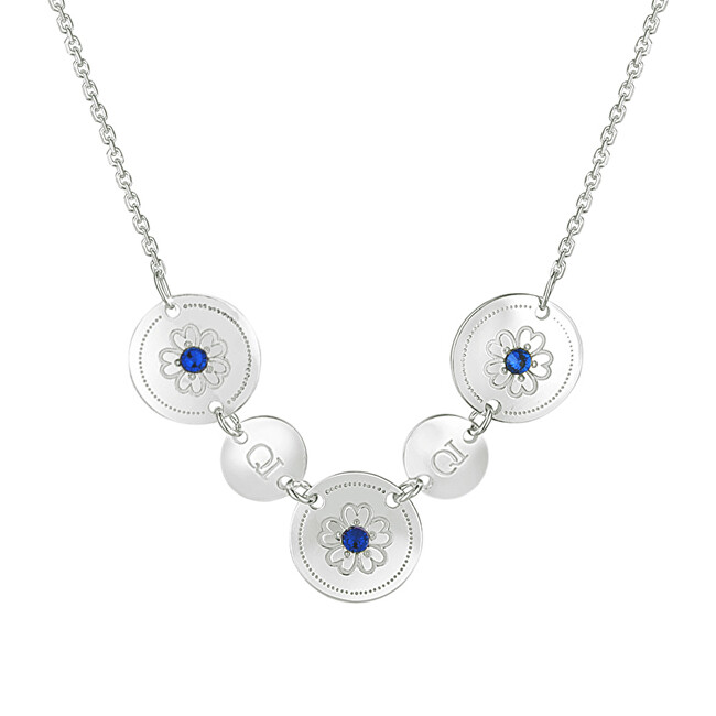 Praqia Jewellery Elegantný strieborný náhrdelník s modrými kryštálmi Saphire N6073_RH