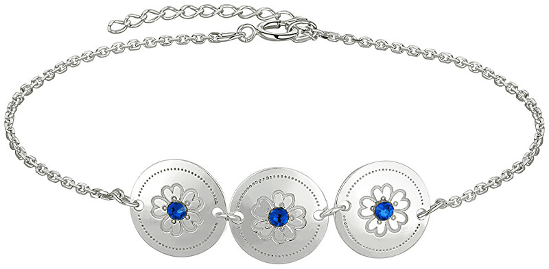 Praqia Jewellery Elegantný strieborný náramok s modrými kryštálmi Saphire KA6075_RH