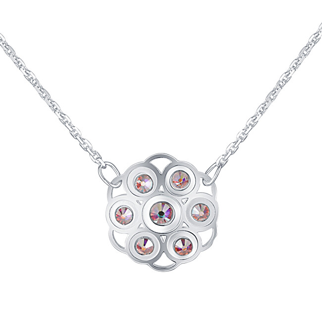 Praqia Jewellery Kvetinový strieborný náhrdelník s kryštálmi Emma N6088_RH