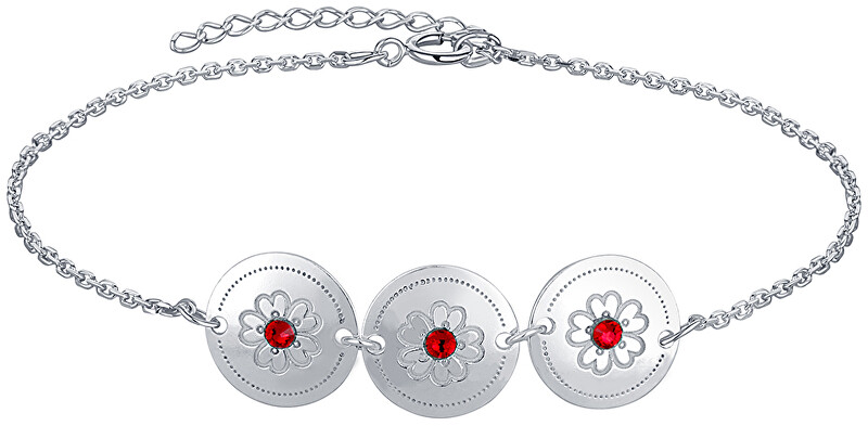 Praqia Jewellery Luxusný strieborný náramok s červenými kryštálmi Ruby KA6081_RH