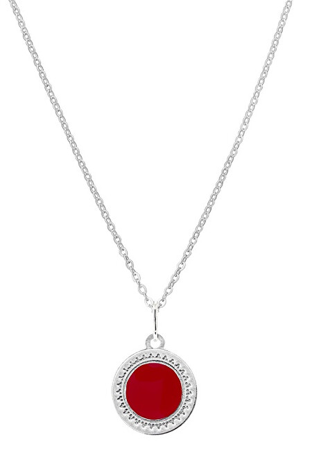 Praqia Jewellery Módne strieborný náhrdelník s červeným stredom KO5337_BR030_45_RH (retiazka, prívesok)
