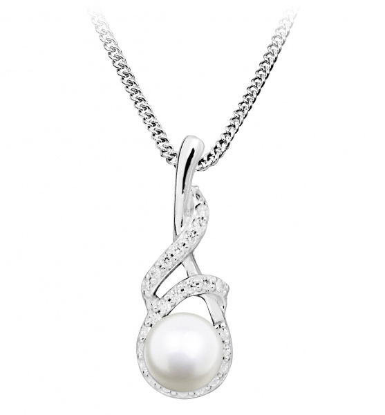 Silver Cat Nežný náhrdelník s perlou a zirkónmi SC413