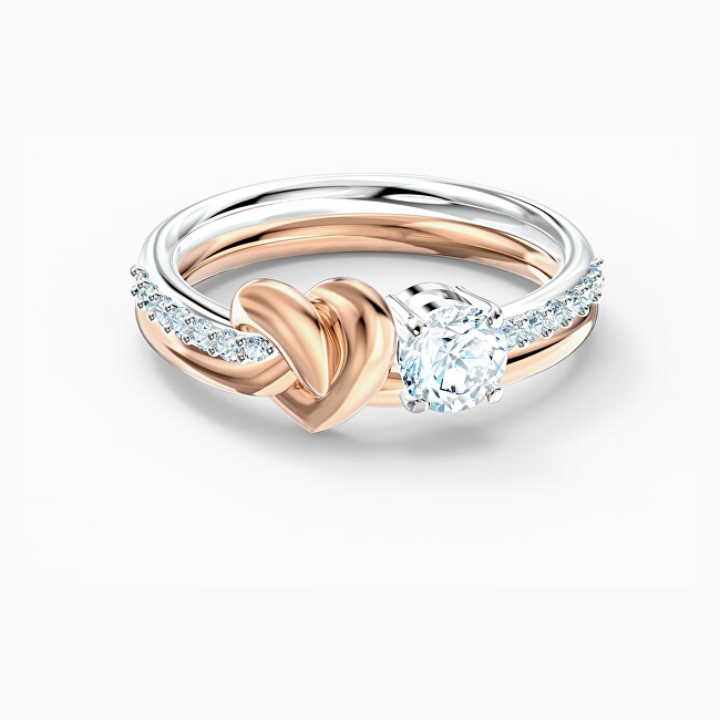 Swarovski Luxusné bicolor prsteň s kryštálmi Lifelong Heart 5535403 58 mm