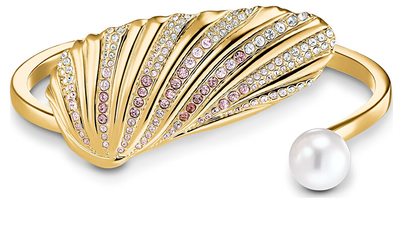Swarovski Luxusné pevný náramok s kryštálmi a perlami Shell 5520665