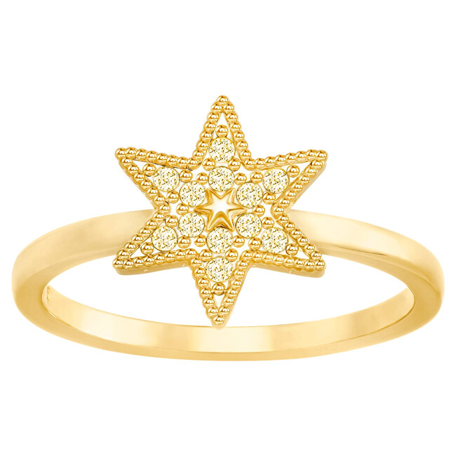 Swarovski Luxusné pozlátený prsteň hviezda 5269948 55 mm