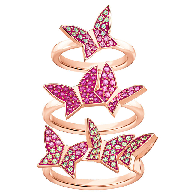 Swarovski Módne bronzová sada prsteňov s motýlikmi 5409020 58 mm
