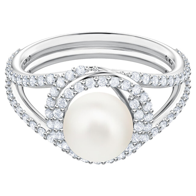 Swarovski Pôvabný prsteň s perlou a trblietavými kryštálmi Swarovski Originally 54827 58 mm