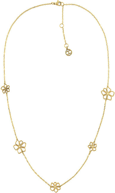 Tommy Hilfiger Hravý pozlátený náhrdelník s kvetinami TH2780366