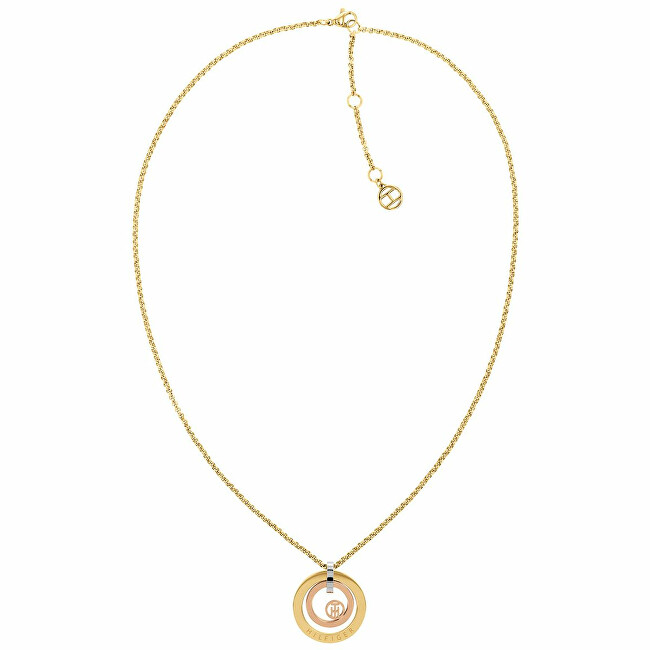 Tommy Hilfiger Luxusný pozlátený náhrdelník s bicolor príveskom 2780537