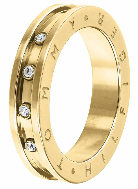 Tommy Hilfiger Pozlátený oceľový prsteň s kryštálmi 2780209 58 mm