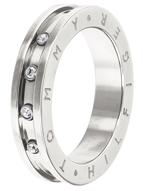 Tommy Hilfiger Štýlový oceľový prsteň s kryštálmi TH2780208 58 mm