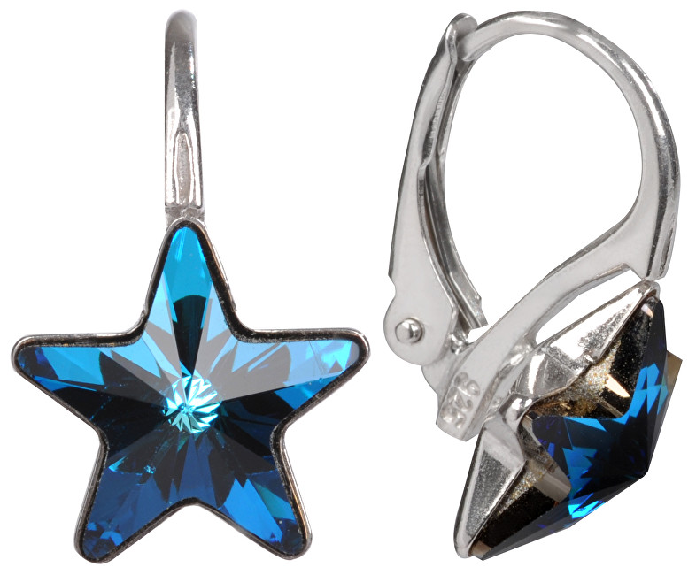 Levien Strieborné dievčenské náušnice Star Bermuda Blue