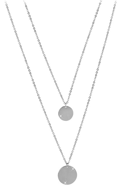 Troli Dvojitý náhrdelník s kruhovými príveskami z ocele