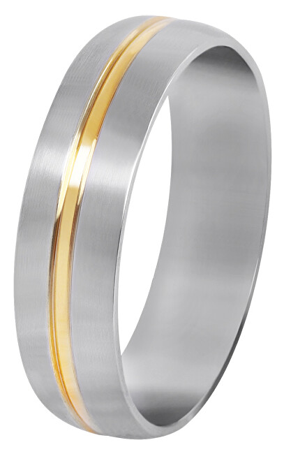 Troli Oceľový prsteň so zlatým prúžkom 49 mm