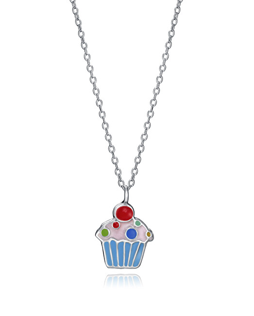 Viceroy Hravý strieborný dievčenský náhrdelník Cupcake Sweet 5113C000-19 (retiazka, prívesok)