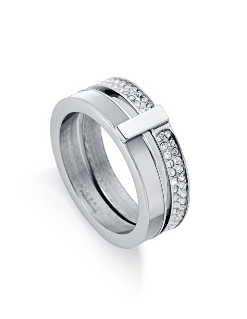 Viceroy Trblietavý oceľový prsteň s kubickými zirkónmi Chic 1393A01 52 mm