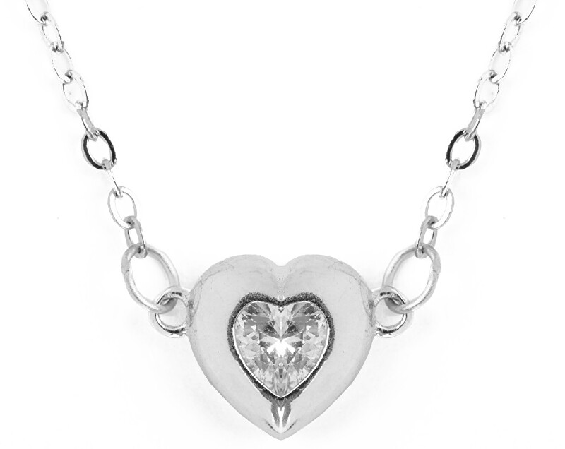 Vuch Krásny strieborný náhrdelník s kryštálom Hearty Love